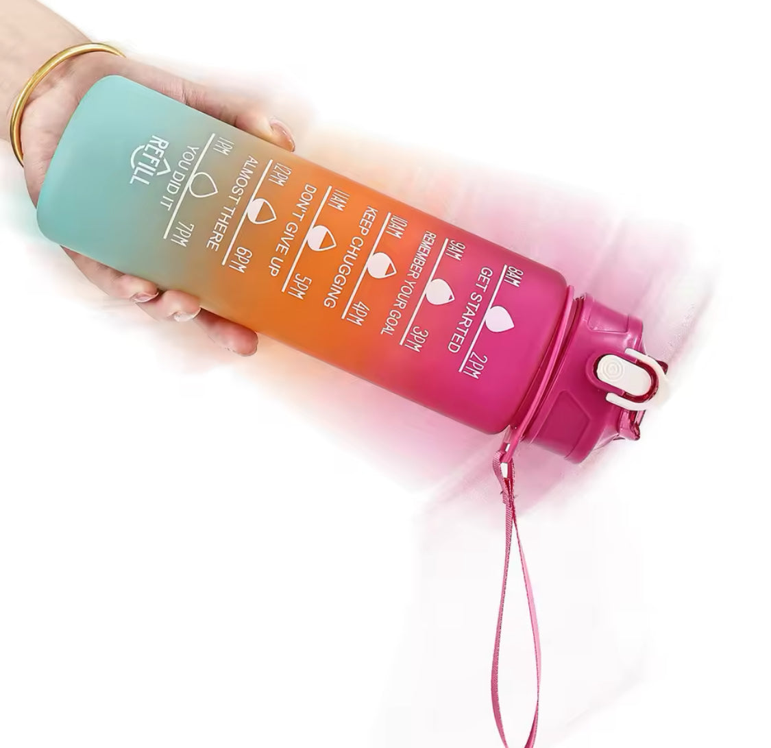Gradient Colour Sports Water Bottle, Leakproof Travel Water Bottle, Time Marker Perfect for Outdoor Hiking Gym Water Bottle Gradient Colour Sports Water Bottle, Leakproof Travel Water Bottle, Time Marker Perfect for Outdoor Hiking Gym Water Bottle